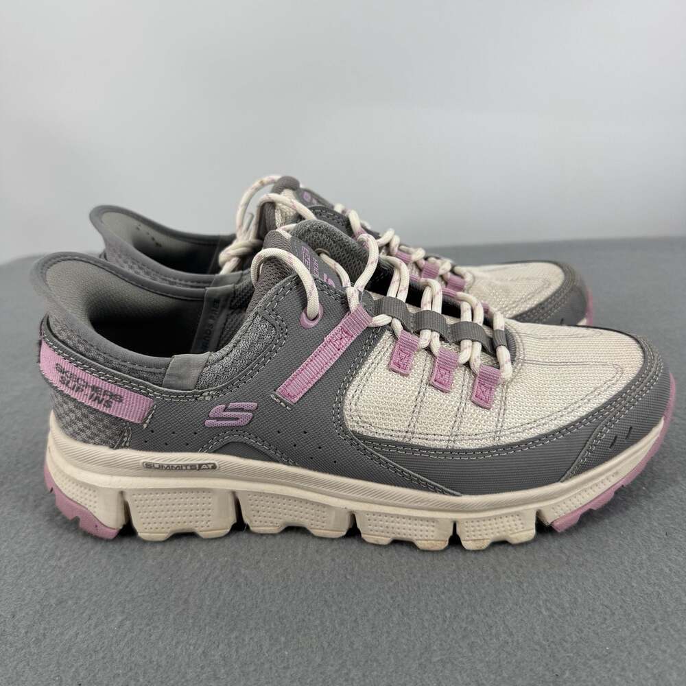 Skechers Summits AT Womens 8.5 Slip Ins Shoes Gray Pink Trail Walking 180147